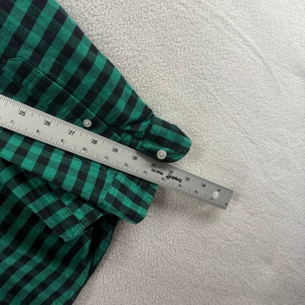 J.Crew Button Down Shirt Mens XL Tall Green Black Oxford Gingham Plaid OCBD Ivy - Picture 5 of 7